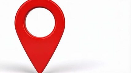 Poster - Bright red pinpoint marker indicates location on a plain white surface for orientation and navigation purposes.