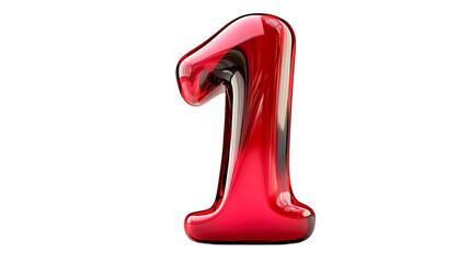 Poster - A glossy red number one standing prominently against a stark black background in a studio setting on transparent background