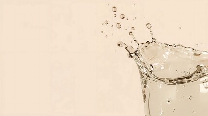 Poster - Beige Background Water Splash in Glass Minimalist Abstract Photography image