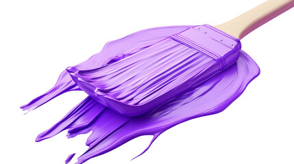 Poster - A close up of a paintbrush covered in purple paint against a black background in a studio setting on transparent background