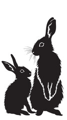 Wall Mural - Rabbits silhouette isolated in White background