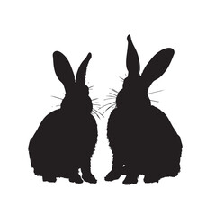 Wall Mural - Rabbits silhouette isolated in White background