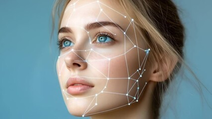 Poster - Facial recognition technology applied to a person's face
