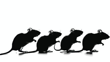 Wall Mural - Rats silhouette isolated in White background