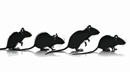 Wall Mural - Rats silhouette isolated in White background