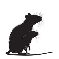 Wall Mural - Rats silhouette isolated in White background