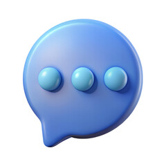 Poster - 3d rendered blue chat bubble icon with three dots on isolated white background