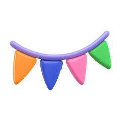 Wall Mural - colorful bunting flags 3d render icon isolated on transparent background cutout