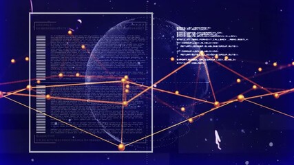Poster - Opening globe emerging and square appearing nodes pulsing into triangle visualizing code network