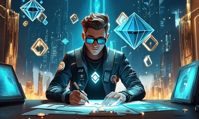 Poster - Digital Architect Designing Futuristic Plans