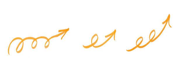 hand drawn of grunge yellow arrow mark isolated transparent png background,Design template or mockup.design element