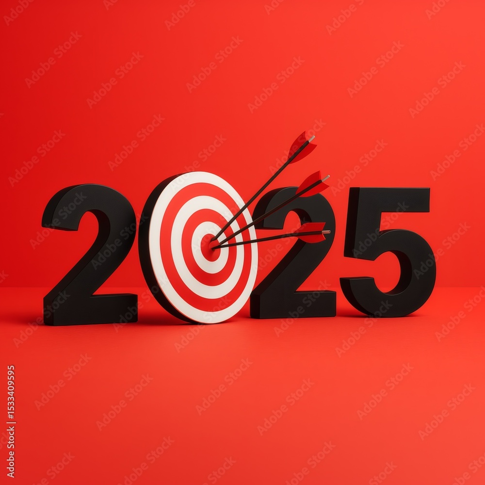 🎯2025 Target: A bold visual of the year 2025, integrated with a target ...