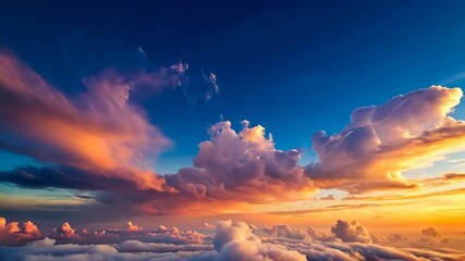 Wall Mural - sunset cloudscape timelapse a breathtaking aerial view of colorful sky and clouds