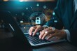© JH45 - Person using a laptop with global security interface.