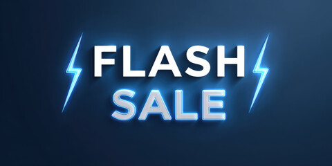 Aufkleber - Flash sale text with glowing lightning bolt icon on dark background for limited time offer promotion