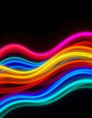 Poster - bold neon color waves with smooth transitions, abstract and minimalist.