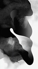 Poster - Monochrome Abstract Fluidity: Dynamic Interplay of Dots and Gradient Shades