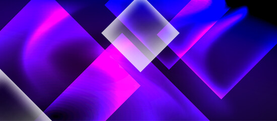 Aufkleber - Abstract geometric composition. Vivid purple, blue hues dominate. Shapes overlap, creating dynamic visual effect. Modern design.