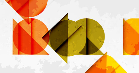 Aufkleber - Abstract geometric shapes, vibrant colors, layered design. Textured background creates modern visual impact. Composition feels dynamic, energetic.