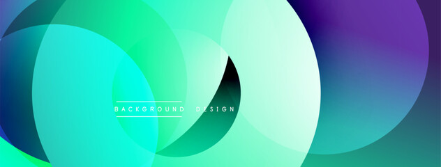 Poster - Abstract background features overlapping circles. Turquoise, purple hues create dynamic visual effect. Modern design element.