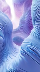 Poster - Serene Abstract Landscape of Wavy Lavender and Blue Contours and Subtle Shimmers