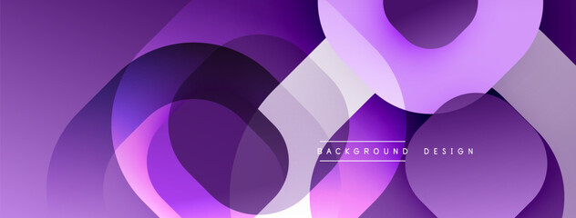Aufkleber - Abstract purple layers create dynamic background. Overlapping circles, smooth gradients, modern design elements present. Minimalist aesthetic.