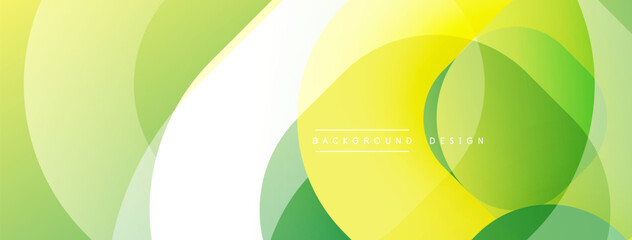 Aufkleber - Abstract design features flowing green, yellow shapes. White curves intersect vibrant gradients creating modern visual effect. Text reads background design.
