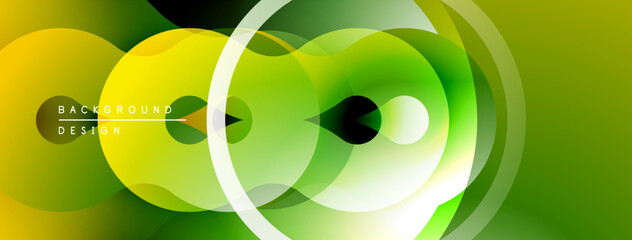Poster - Abstract vibrant green design. Overlapping circles create dynamic visual effect. Smooth gradients, modern aesthetic.