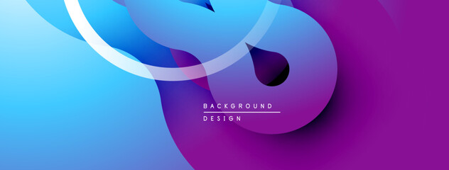 Aufkleber - Abstract fluid shapes blend vibrant blues, purples. Dynamic curves create modern background design. Smooth gradients offer visual depth.
