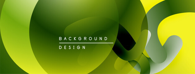 Aufkleber - Abstract fluid shapes, green yellow gradients. Modern design element for backgrounds, presentations. Minimalist aesthetic.