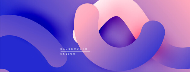 Aufkleber - Abstract fluid shapes, vibrant purple, pink hues. Modern design, smooth gradients create dynamic composition. Background element.