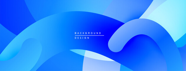 Poster - Abstract blue background. Smooth shapes overlap, creating dynamic visual flow. Gradient shades offer depth, modern aesthetic.