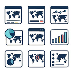 Poster - Global Data Visualization Icons Representing Worldwide Analytics and Statistics