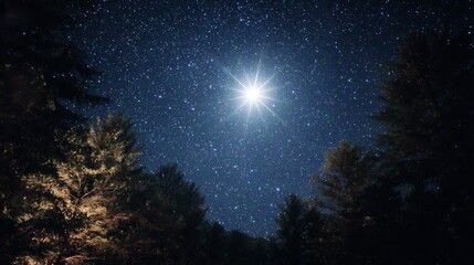 Wall Mural - the starry sky rotates slowly, and the camera zooms in on a bright star