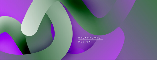 Aufkleber - Abstract flowing shapes, purple green hues. Modern design, smooth gradients create dynamic visual texture. Minimalist composition.