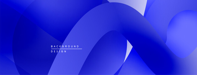 Poster - Abstract blue layers create dynamic composition. Smooth gradients, flowing shapes suggest movement, modern design aesthetic.