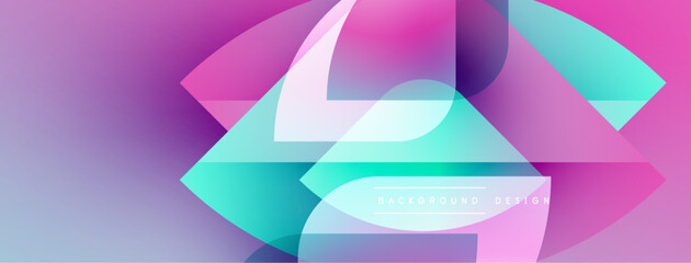 Aufkleber - Abstract shapes overlap, creating vibrant gradients. Pink, purple, turquoise hues blend seamlessly. Modern design element for backgrounds.