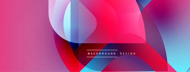 Poster - Abstract fluid shapes overlap, creating vibrant pinks, blues, purples. Modern design with gradient effects, text reads background design.