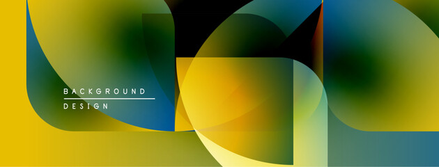 Aufkleber - Abstract geometric shapes overlap, creating vibrant color gradients. Yellows, blues, greens blend seamlessly. Modern design element.