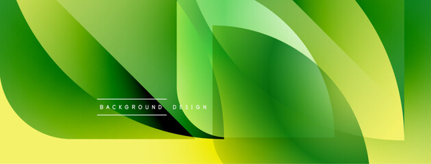 Poster - Abstract green design. Smooth shapes overlap, creating vibrant gradients. Yellow accents provide contrast. Modern, minimalist aesthetic.