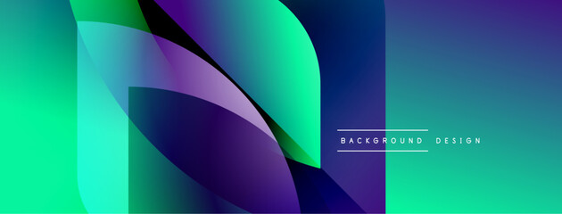 Aufkleber - Abstract gradient shapes overlap, creating vibrant teal, purple hues. Modern design element for backgrounds, presentations.