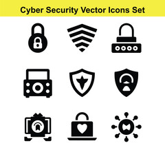 Poster - Set of nine black security and protection icons