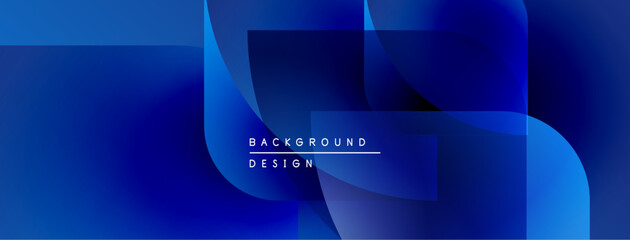 Poster - Abstract blue design. Overlapping shapes create dynamic visual effect. Modern, gradient color scheme offers sleek aesthetic.