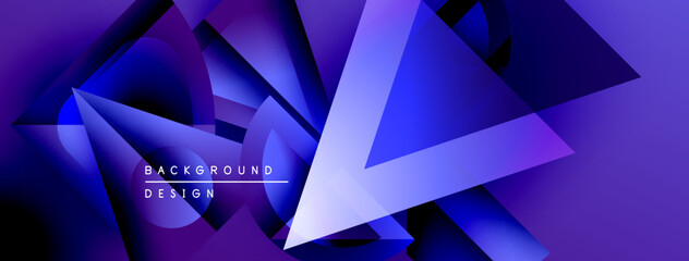 Poster - Abstract geometric shapes overlap, creating dynamic purple, blue gradients. Modern design elements suggest technology, innovation.