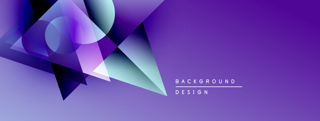 Aufkleber - Abstract purple design features geometric shapes, gradients, dynamic composition. Modern background suitable for banners, presentations.