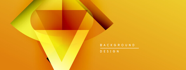 Poster - Abstract geometric shapes, vibrant orange hues dominate design. Gradient blends create dynamic visual effect. Modern background element.