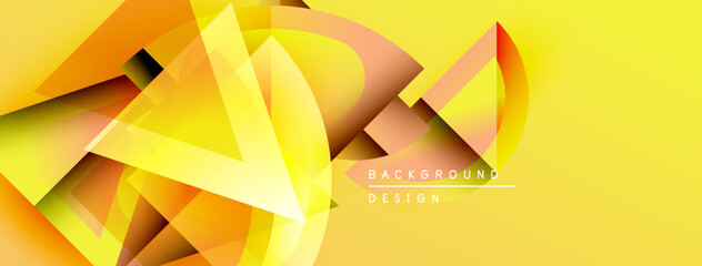 Aufkleber - Abstract geometric shapes overlap, creating vibrant yellow, orange gradients. Modern design suitable for banners, backgrounds.