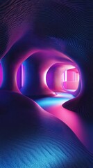 Poster - Surreal dimensional space with vibrant luminous gradients and wavy patterns