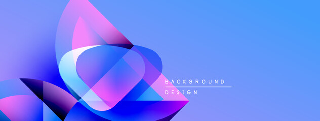 Poster - Abstract floral shapes blend, creating vibrant blue, pink gradients. Modern design suggests energy, movement, fluidity. Background perfect for digital projects.