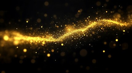 Poster - Golden particles flowing on dark background